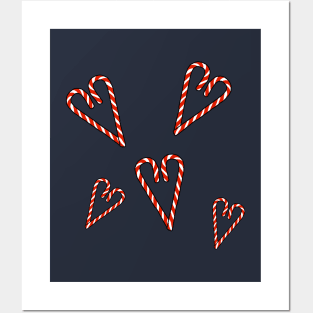 Christmas Candy Canes Hearts Posters and Art